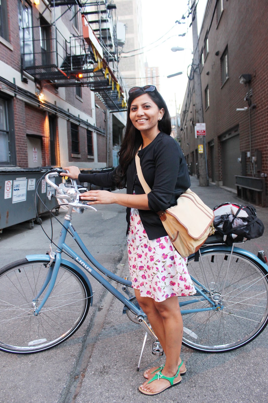 Chika and her bike Linus in Gold Coast in Chicago