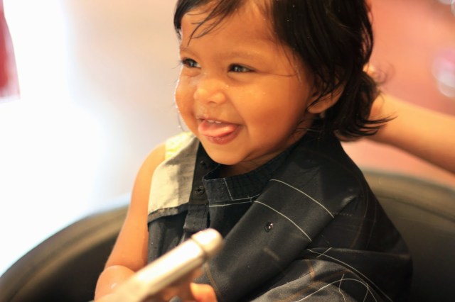 Asha's first haircut