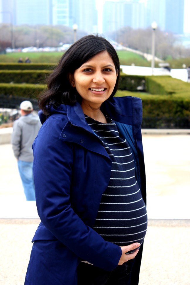 pregnant belly shot at Field Museum