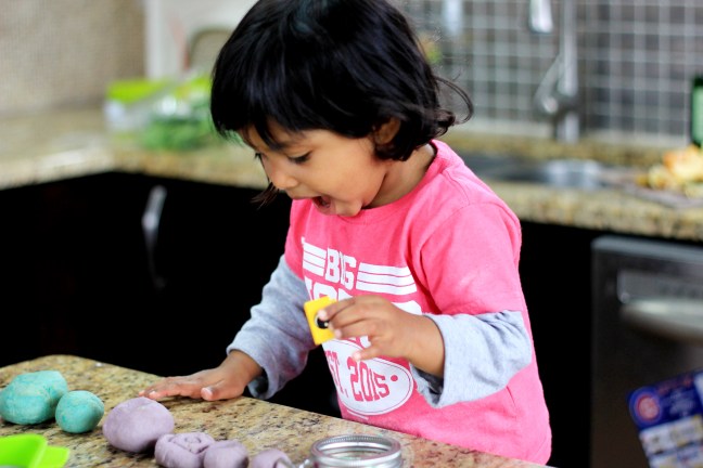 Asha playing with homemade play dough