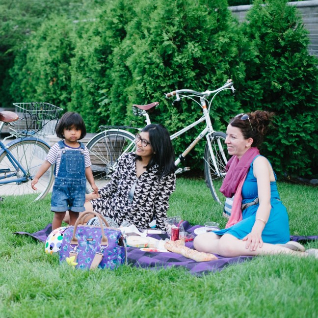 Picture taken by Dottie Brackett of Asha, Chika, Sara at a picnic in Millennium Park