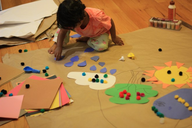 Asha doing arts and crafts at home