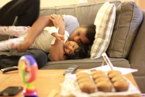 Waiting to eat the cupcakes that Asha baked