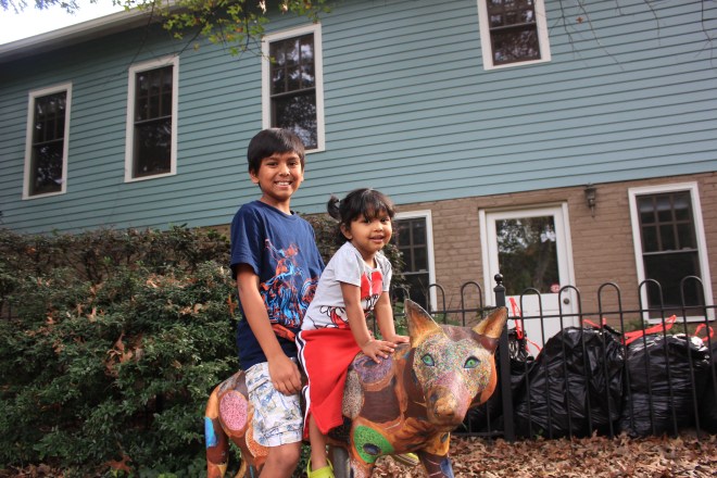 Asha and Aashrai playing in the playground