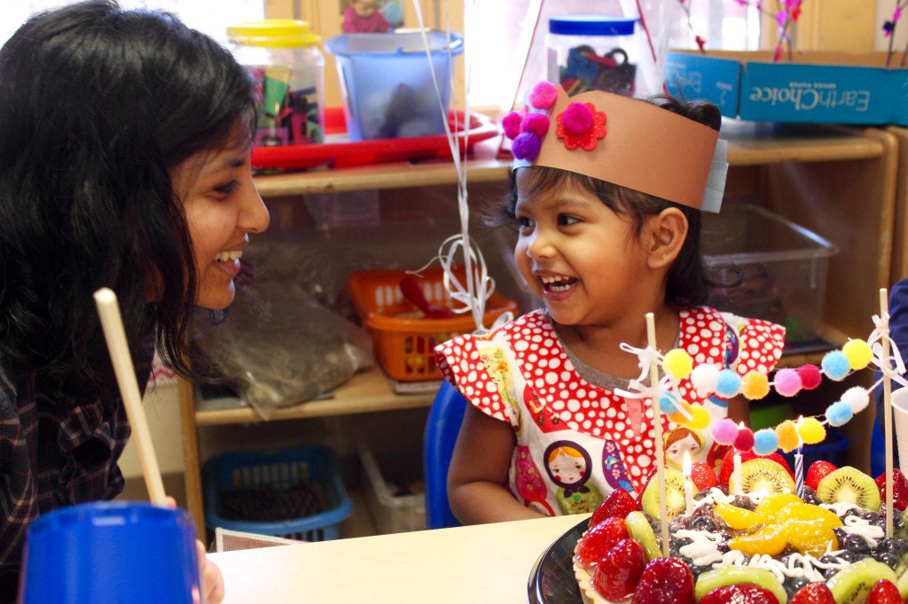 Asha's third birthday celebrations at her school in Raleigh, NC