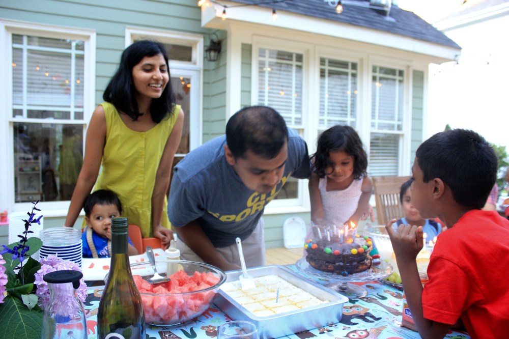 Devang blowing birthday candles